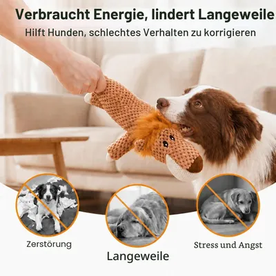 Yiankon Plüsch-Hundespielzeug 2er-Set, Wolf und Löwe