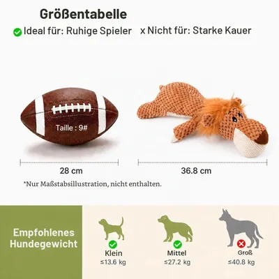 Yiankon Plüsch-Hundespielzeug 2er-Set, Wolf und Löwe