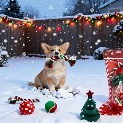 Fukumaru Lot de 4 jouets Noël chien avec boules en peluche