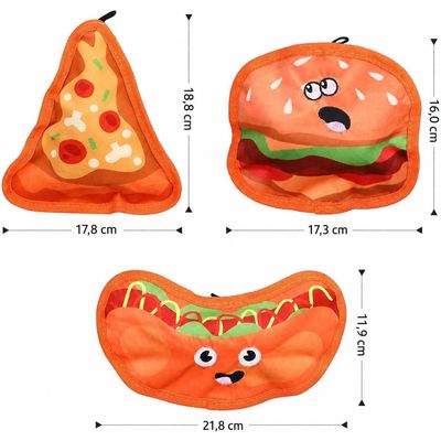Yiankon Hundespielzeug ohne Füllung Burger Hotdog und Pizza
