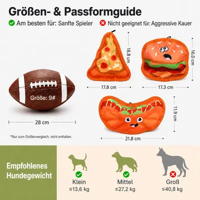 Yiankon Jouets Chien Peluche sans Rembourrage Burger Pizza