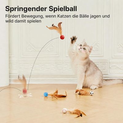 Yiankon Katzenangel Saugnapf Set, 2 Angeln, 5 Feder und Ballanhänger