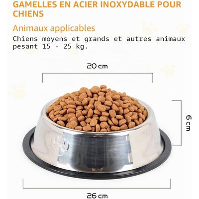 Yiankon Gamelles chien acier inoxydable avec base en caoutchouc