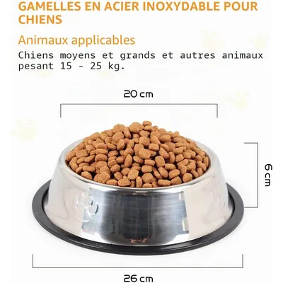 Yiankon Gamelles chien acier inoxydable avec base en caoutchouc Yiankon Gamelles chien acier inoxydable avec base en caoutchouc