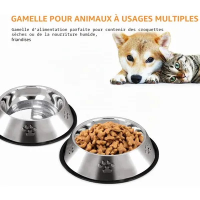 Yiankon Gamelles chien acier inoxydable avec base en caoutchouc Yiankon Gamelles chien acier inoxydable avec base en caoutchouc