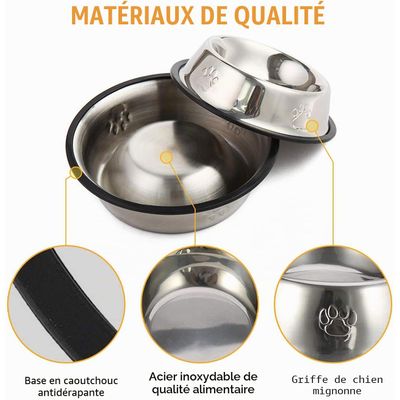 Yiankon Gamelles chien acier inoxydable avec base en caoutchouc
