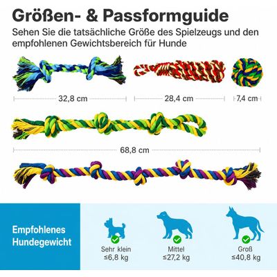 Yiankon Hundespielzeug Baumwollseil 8er Set Bunt