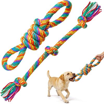 Yiankon Hundespielzeug 2er Set Regenbogen-Seilspielzeuge