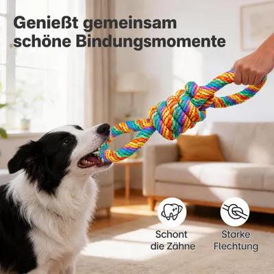 Yiankon Hundespielzeug 2er Set Regenbogen-Seilspielzeuge