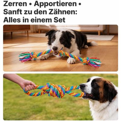 Yiankon Hundespielzeug 2er Set Regenbogen-Seilspielzeuge