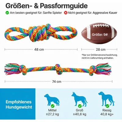 Yiankon Hundespielzeug 2er Set Regenbogen-Seilspielzeuge