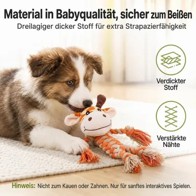 Yiankon Hundespielzeug aus Baumwollseil und Plüsch, Krokodil und Giraffe