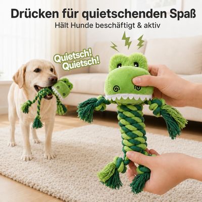 Yiankon Hundespielzeug aus Baumwollseil und Plüsch, Krokodil und Giraffe