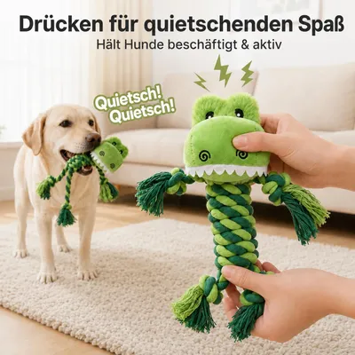 Yiankon Hundespielzeug aus Baumwollseil und Plüsch, Krokodil und Giraffe