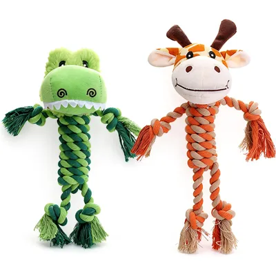 Yiankon Jouet Chien Corde Coton Crocodile Girafe à Tirer