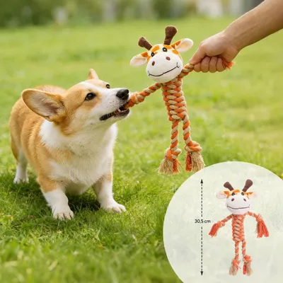 Yiankon Hundespielzeug aus Baumwollseil und Plüsch, Krokodil und Giraffe