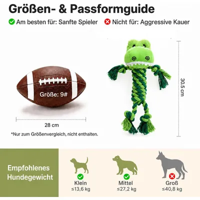 Yiankon Hundespielzeug aus Baumwollseil und Plüsch, Krokodil und Giraffe