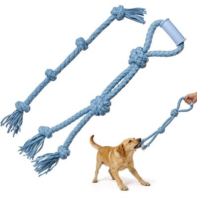 Yiankon Hundespielzeug 2er Set blaues Denim-Seilspielzeug