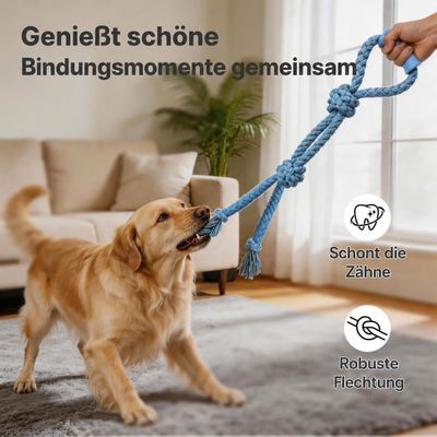 Yiankon Hundespielzeug 2er Set blaues Denim-Seilspielzeug
