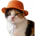 Fukumaru Strohhut für Katzen und Hunde, breite Krempe