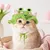 Fukumaru Häkelmütze für Katzen, Frosch-Design, verstellbar
