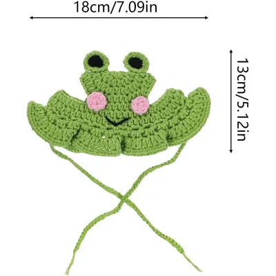 Fukumaru Häkelmütze für Katzen, Frosch-Design, verstellbar
