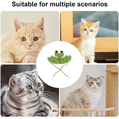 Fukumaru Häkelmütze für Katzen, Frosch-Design, verstellbar