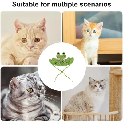 Fukumaru Häkelmütze für Katzen, Frosch-Design, verstellbar