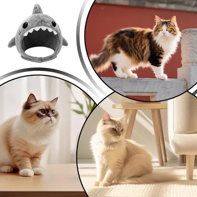 Fukumaru Hai-Mütze für Katzen, warm und verstellbar Fukumaru Hai-Mütze für Katzen, warm und verstellbar