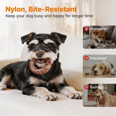 Yiankon Kauspielzeug Hund, 3er Set Nylon-Knochen mit Bacongeschmack