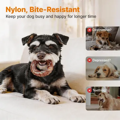 Yiankon Jouet à Mâcher Chien Indestructible, Lot 3 Os Nylon Goût Bacon