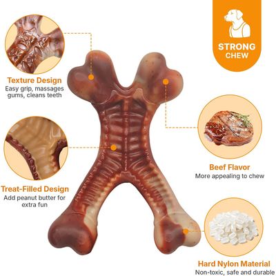 Yiankon Kauspielzeug Hund, 3er Set Nylon-Knochen mit Bacongeschmack