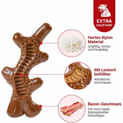 Yiankon Jouets à mâcher pour chien lot de 2, nylon bacon