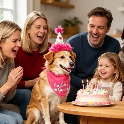 Fukumaru Bandana d’anniversaire pour chien avec chapeau et chiffres