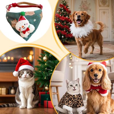Fukumaru Weihnachts-Bandana für Katzen und Hunde, Schneemann