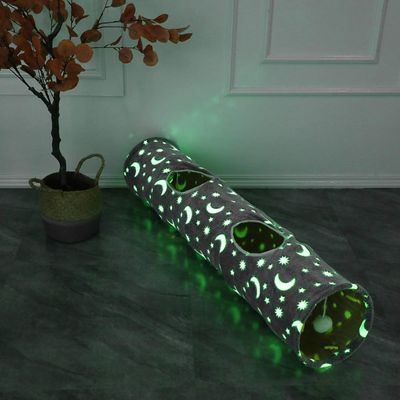 Fukumaru Tunnel chat phosphorescent pliable avec boule