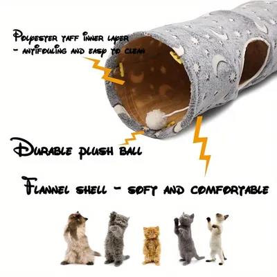 Fukumaru Tunnel chat phosphorescent pliable avec boule