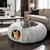 Fukumaru Lit chat donut peluche avec tunnel et pompon Fukumaru Lit chat donut peluche avec tunnel et pompon