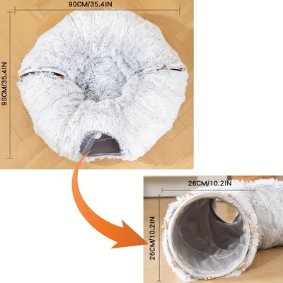 Fukumaru Lit chat donut peluche avec tunnel et pompon Fukumaru Lit chat donut peluche avec tunnel et pompon