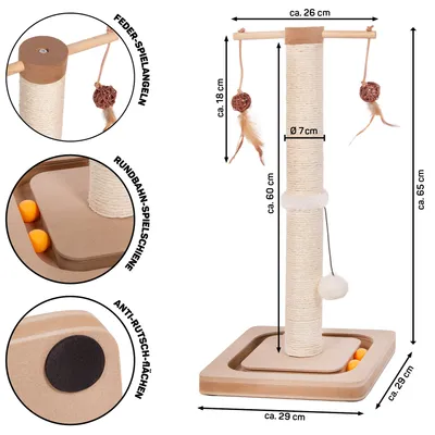 Canadian Cat Company Kratzstamm CHARLY Kratzsäule mit Spielschiene Canadian Cat Company Kratzstamm CHARLY Kratzsäule mit Spielschiene