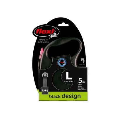 FLEXI Black Design L — Laisse rétractable 5 m jusqu'à