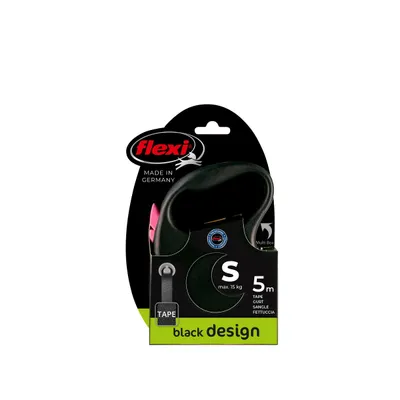 Flexi Black Design S - Laisse à sangle pour chien, 5 m, noir/rose Flexi Black Design S - Laisse à sangle pour chien, 5 m, noir/rose