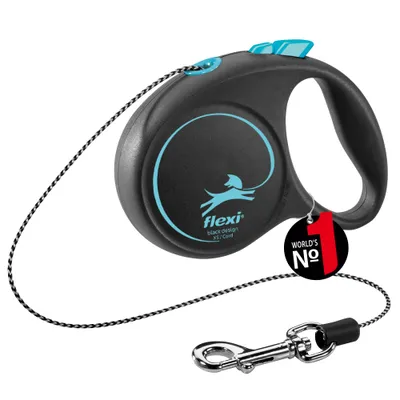 Flexi Black Design XS - Laisse à cordon pour petit chien, 3 m, noir/bleu