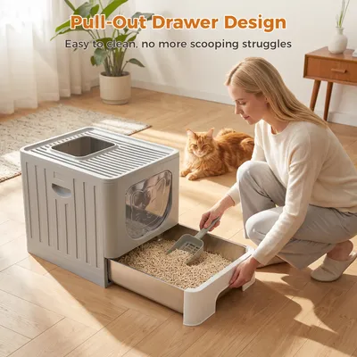 Nobleza Arenero de Acero Inoxidable para Gatos con Cajón Nobleza Arenero de Acero Inoxidable para Gatos con Cajón