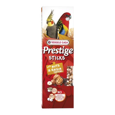 Versele Prestige Sticks Großsittiche mit Nüssen & Rosinentopping