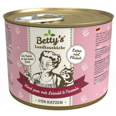 Betty´s Landhausküche Katze mit Leinöl 6x200gD Betty´s Landhausküche Katze mit Leinöl 6x200gD