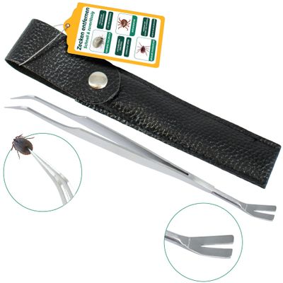 Silberkraft Zeckenzange 2in1 mit Pinzette und Haken