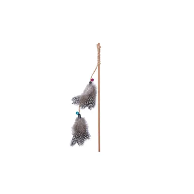 Quapas Cat Toy Fishing Rod Feather Double Quapas Cat Toy Fishing Rod Feather Double