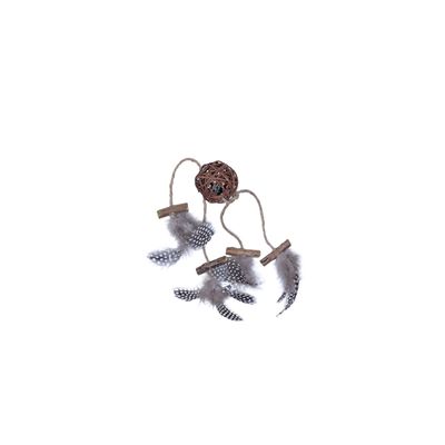 Quapas Cat Toy Rattan Ball with Feathers