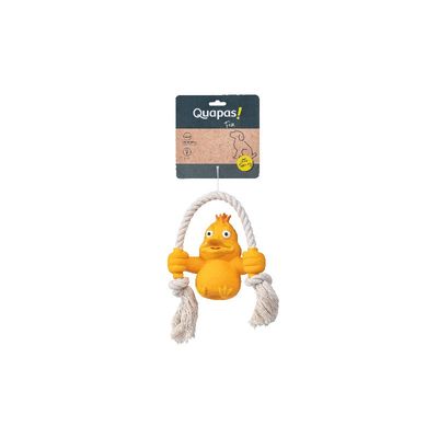 Quapas Dog Toy Fun LatexDuck with Rope
